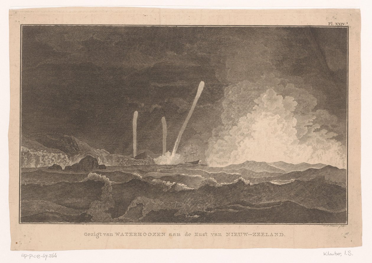 Ansicht von Wasserhosen an der Küste von Neuseeland von Ignaz Sebastian Klauber