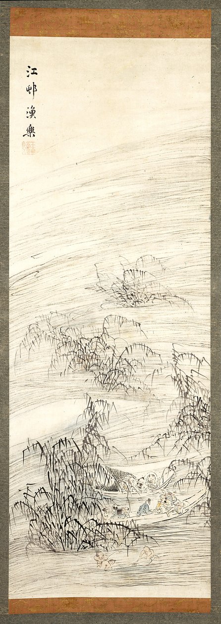 Flussdorf und Angelvergnügen von Ike no Taiga