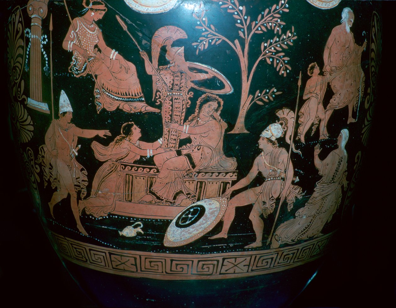 Griechischer rotfiguriger Volutenkrater mit Szene aus der Eroberung Trojas von Illupersis Painter