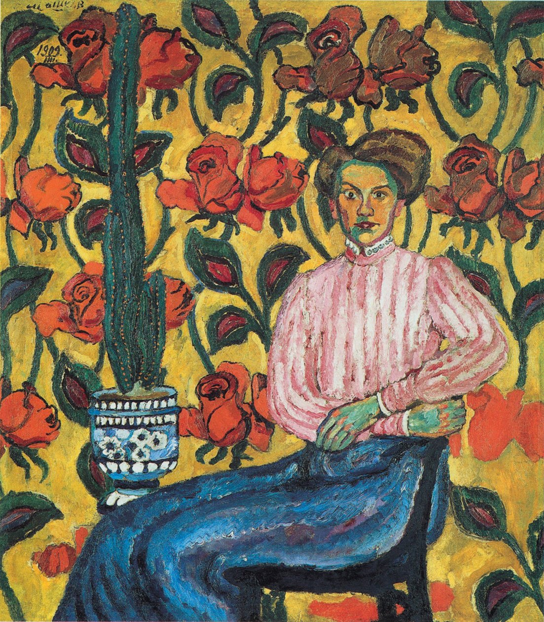 Porträt von Varvara Petrovna Vinogradova, 1909 von Ilya Ivanovich Mashkov