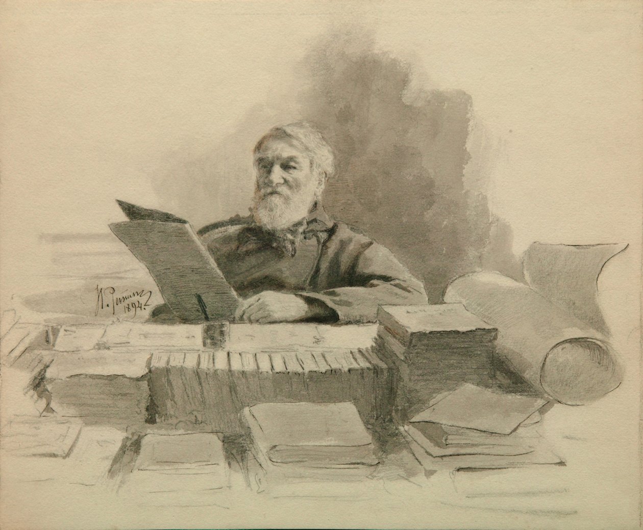 Porträt des Autors Dmitry Grigorovich 1822-1899, 1894 von Ilya Efimovich Repin