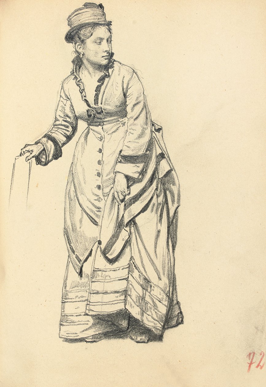 Stehende Frau, die ihr Kleid hält, ca. 1872-1875 von Ilya Efimovich Repin