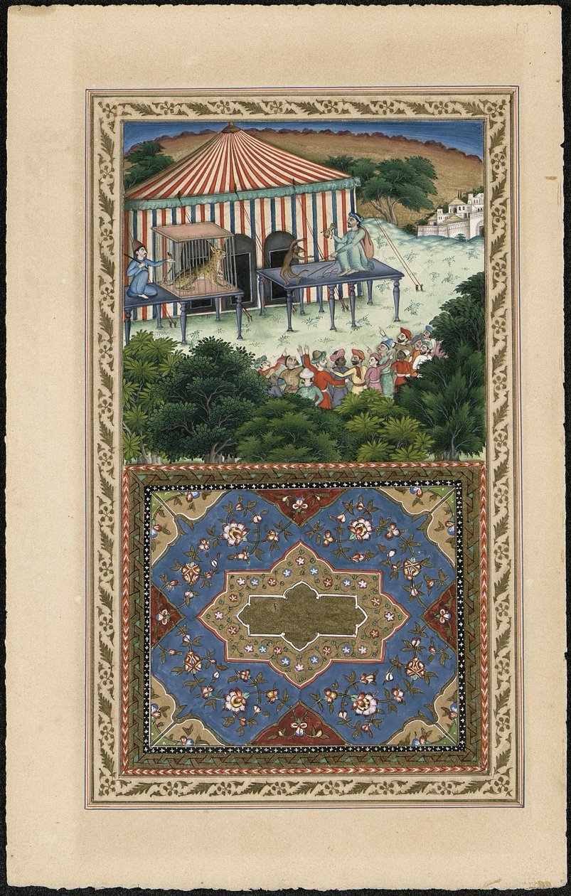 Der Affe und der Leopard, 1837-1839 von Imam Bakhsh Lahori