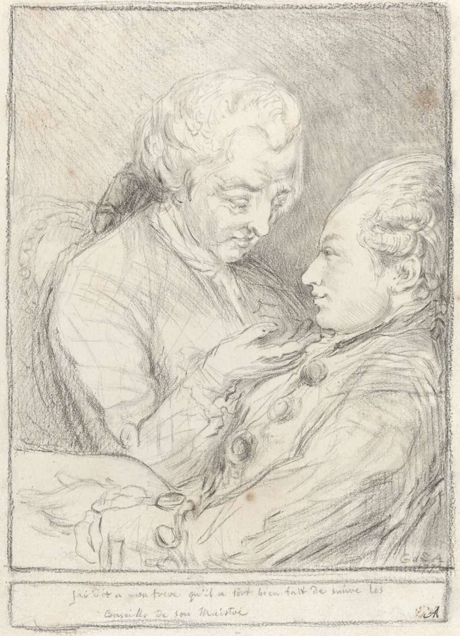 Porträt des Künstlers mit seinem jüngeren Bruder, Augustin Saint-Aubin von Imitator of Gabriel Jacques de Saint Aubin