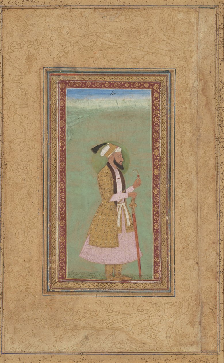 Porträt eines Prinzen mit einem Rubin von Indian 18th Century