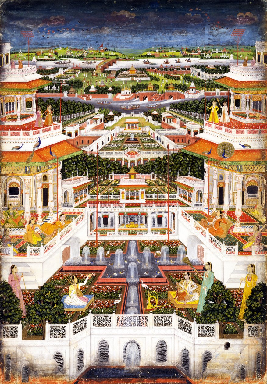 Ein Palastkomplex mit Haremgärten, um 1764-1765 von Indian Art