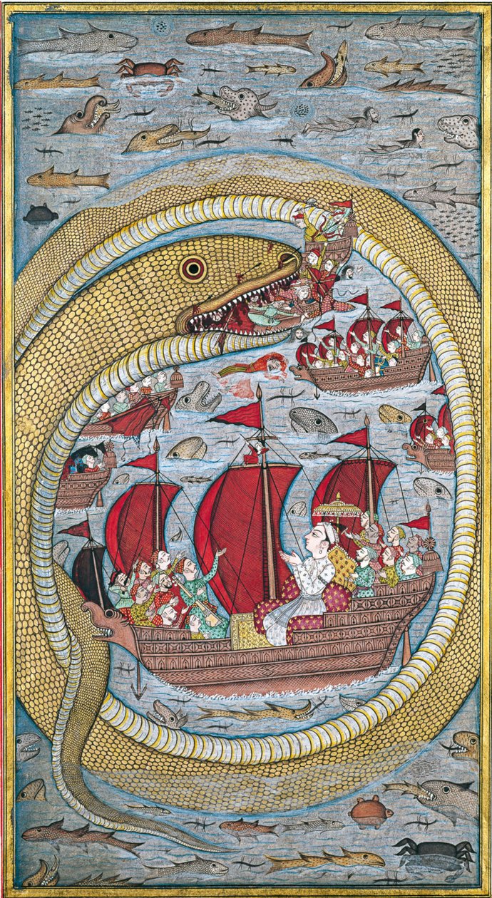 Seeschlange verschlingt die königliche Flotte, 1670 von Indian Art