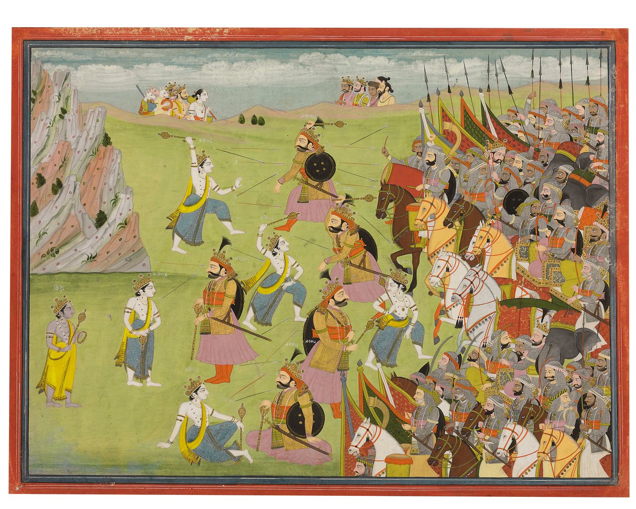 Ein Gemälde aus dem Mahabharata: Balabhadra kämpft gegen Jarasandha, Kangra oder Garhwal, ca. 1810-20 von Indian School