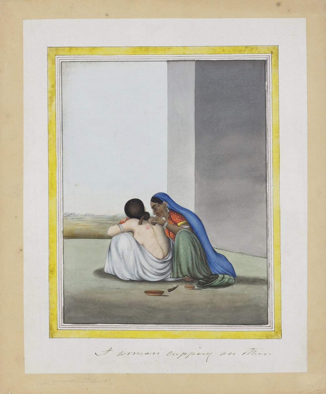 Eine Frau schröpft eine andere, ca. 1815 von Indian School