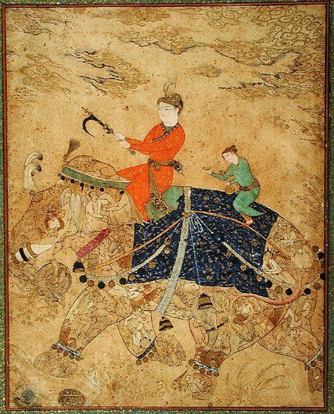 Ein Prinz reitet auf einem Elefanten, ca. 1600 von Indian School