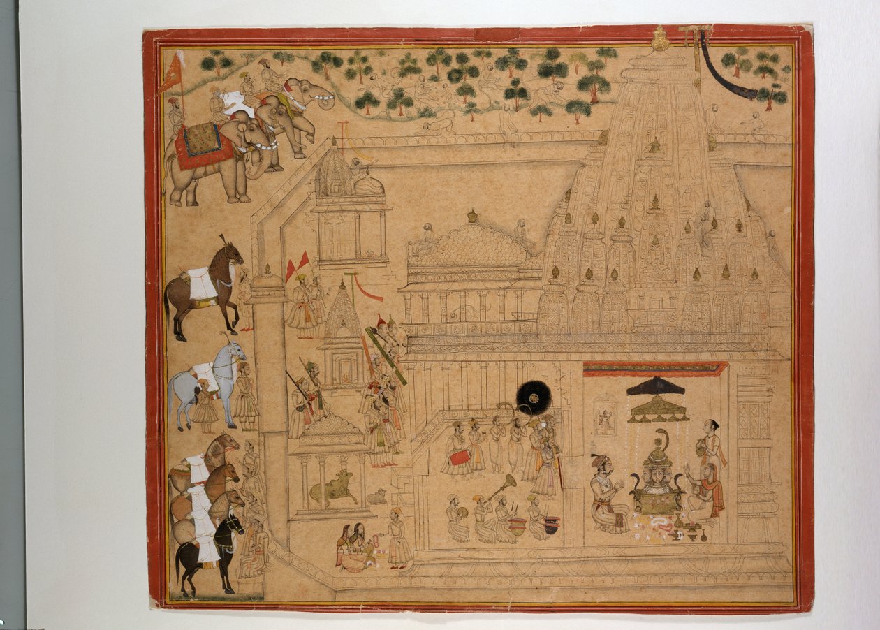 Maharana Amar Singh von Mewar am Eklingji-Tempel, ca. 1695 von Indian School