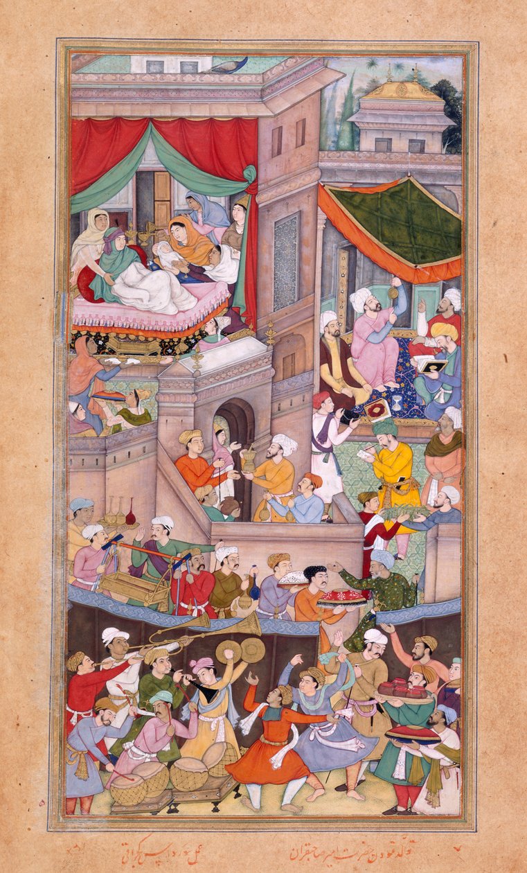 Astrologen erstellen Horoskope während der Feierlichkeiten zur Geburt von Timur (1336) von Surdas Gujarati von Indian School