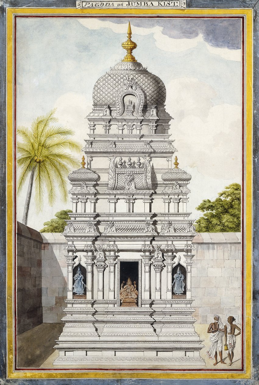 Teil des Tempels von Jambukeshvara, Srirangam, Tamil Nadu, ca. 1800 von Indian School