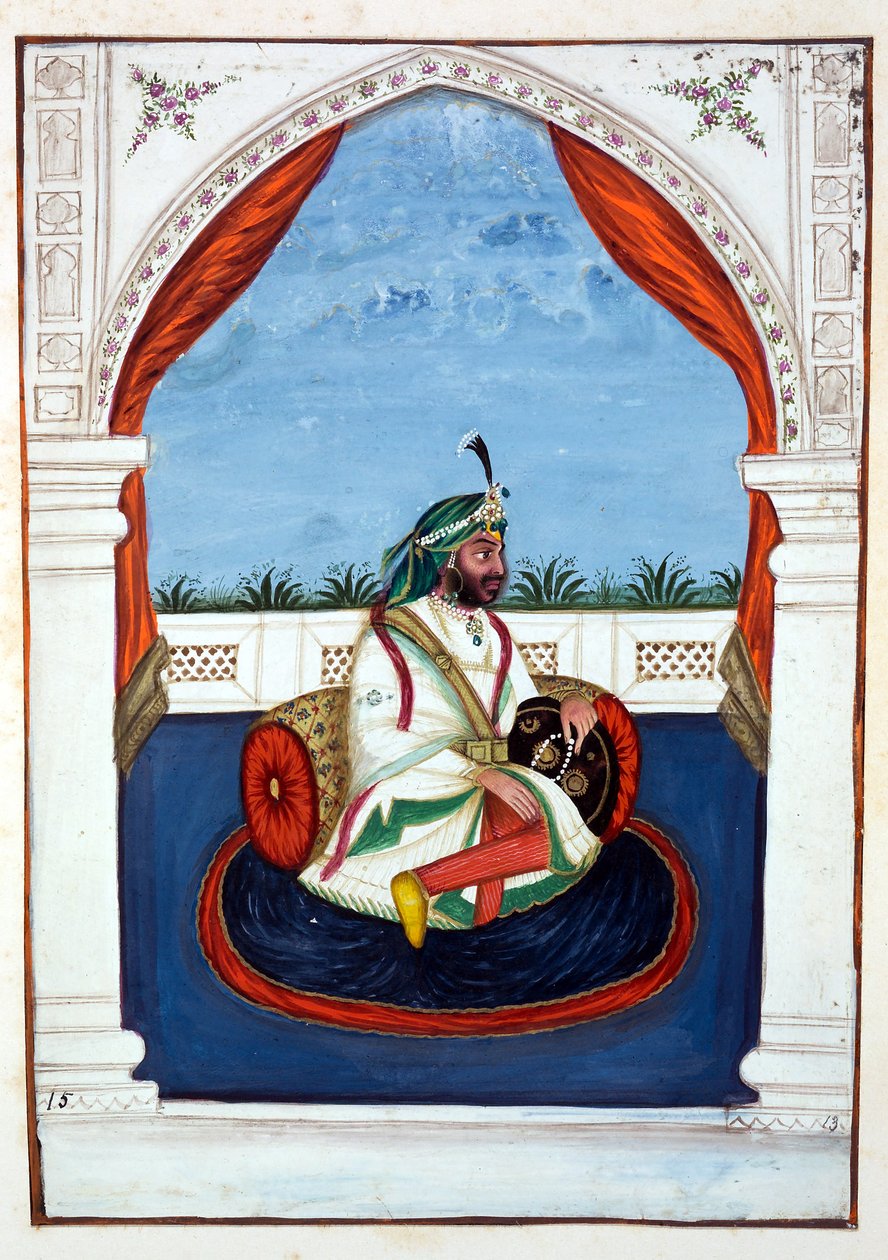 Rajah Lal Singh, aus Das Königreich Punjab, seine Herrscher und Häuptlinge, Band I, ein Band mit 27 Aquarellstudien eines unbekannten indischen Künstlers, ca. 1840 von Indian School
