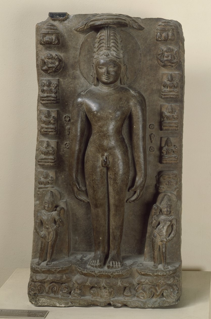 Relief, das Vrishabha, den ersten Tirthankara, darstellt von Indian School