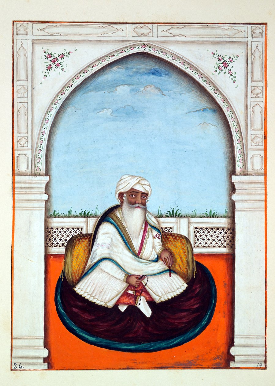 Sirdar Sham Singh, aus Das Königreich Punjab, seine Herrscher und Häuptlinge, Band I, ein Band mit 27 Aquarellstudien eines unbekannten indischen Künstlers, ca. 1840 von Indian School