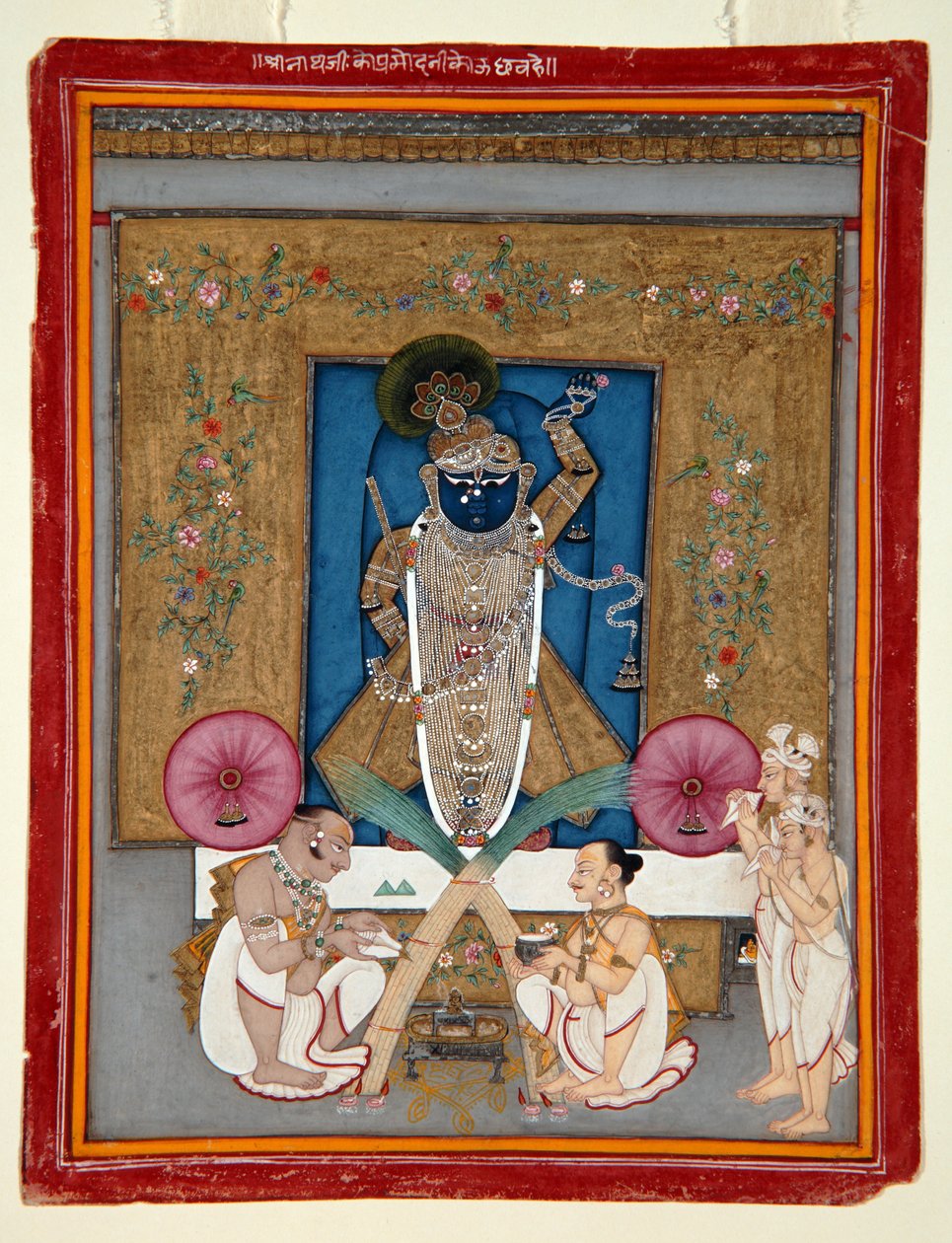 Die Anbetung von Krishna als Shrinath ji, 1800-25 von Indian School