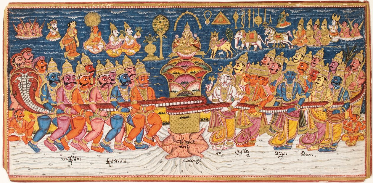 Das Quirlen des Milchozeans, ca. 1825 von Indian School