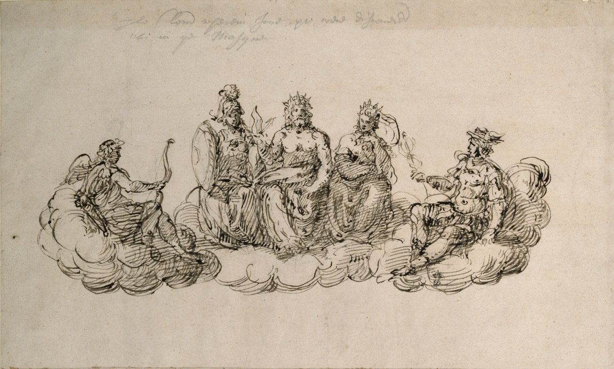 Jupiter mit dem Senat der Götter, ca. 1622 von Inigo Jones