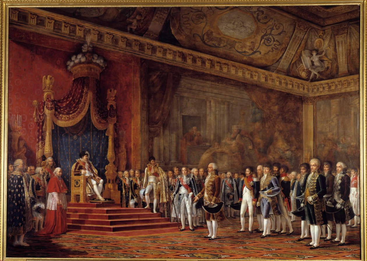 Die Deputation des römischen Senats bietet Kaiser Napoleon I. im Thronsaal des Tuilerienpalastes Tributzahlungen an, 16. November von Innocent Louis Goubaud