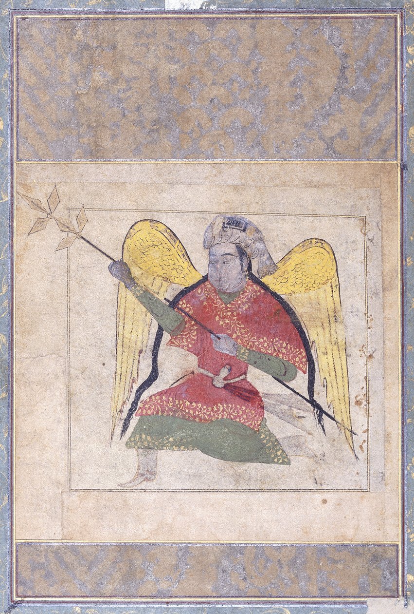 Ein Engel mit Turban, der einen Stab trägt, ca. 1370-80 von Iraqi School