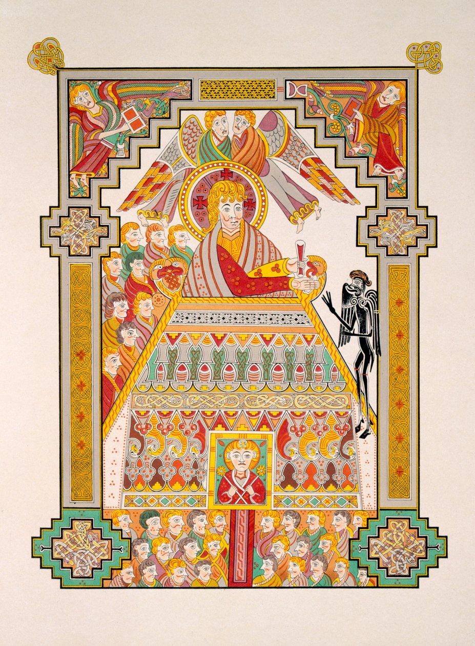 Versuchung Christi, aus einer Faksimile-Kopie des Book of Kells, veröffentlicht von Day und Son von Irish Photographer