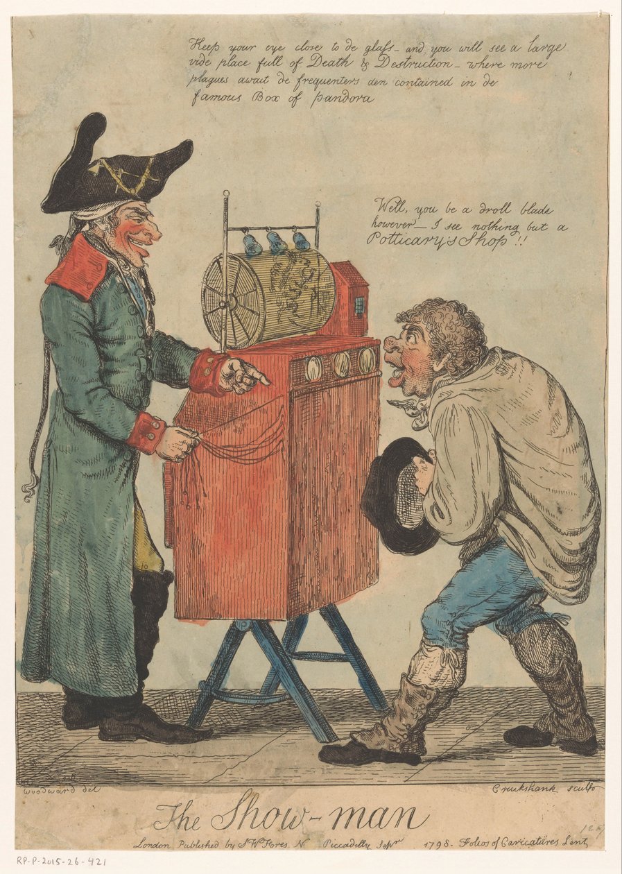 Mann mit einer Schaukästchen von Isaac Cruikshank