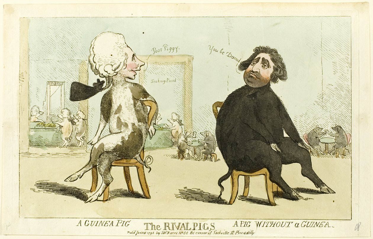Die rivalisierenden Schweine von Isaac Cruikshank