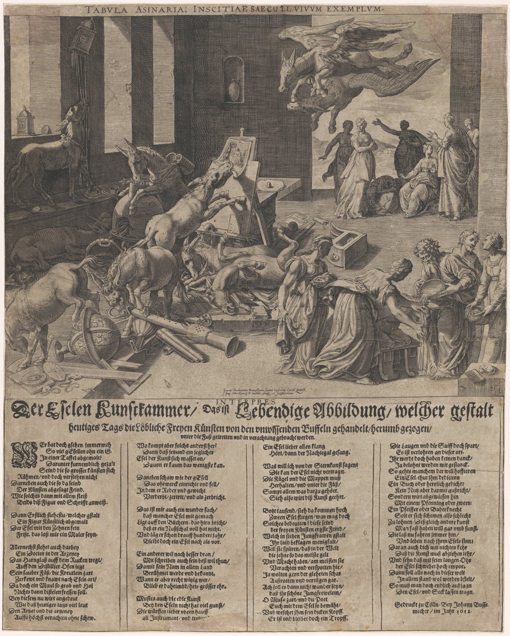 Esel zerstören ein Kunstzimmer von Isaac Duchemin