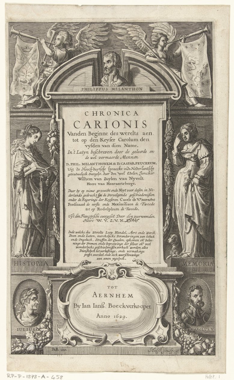 Titelblatt für Chronica Carionis von P. Melanchthon von Isaeck van Aelst