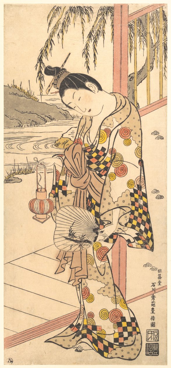 Junge Dame in Sommerkleidung von Ishikawa Toyonobu