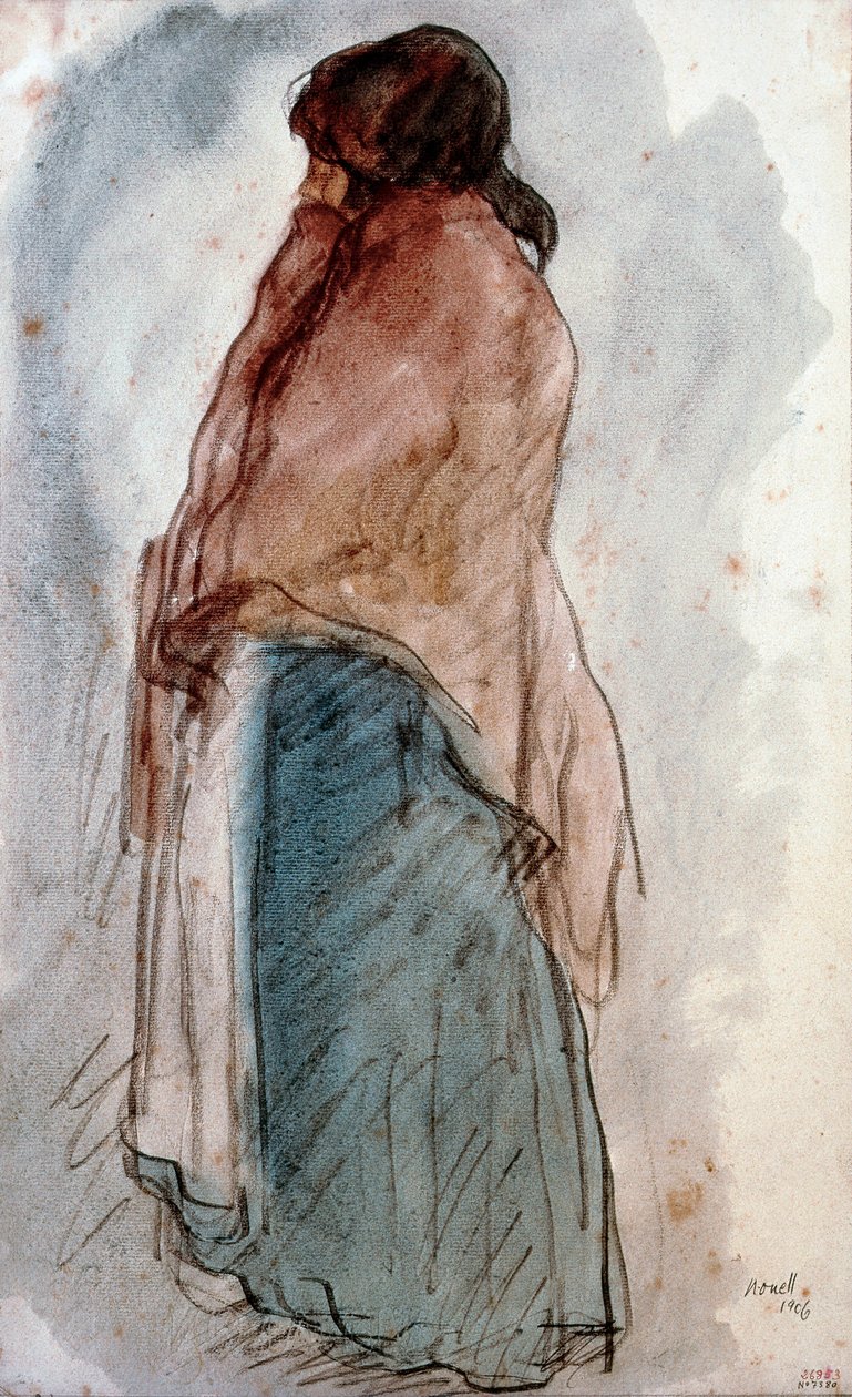 "La femme a la jug" (La del cantaro) Aquarell von Isidre Nonell i Monturiol (1873-1911). 1906 Barcelona. Nationales Kunstmuseum von Katalonien. von Isidro Nonell