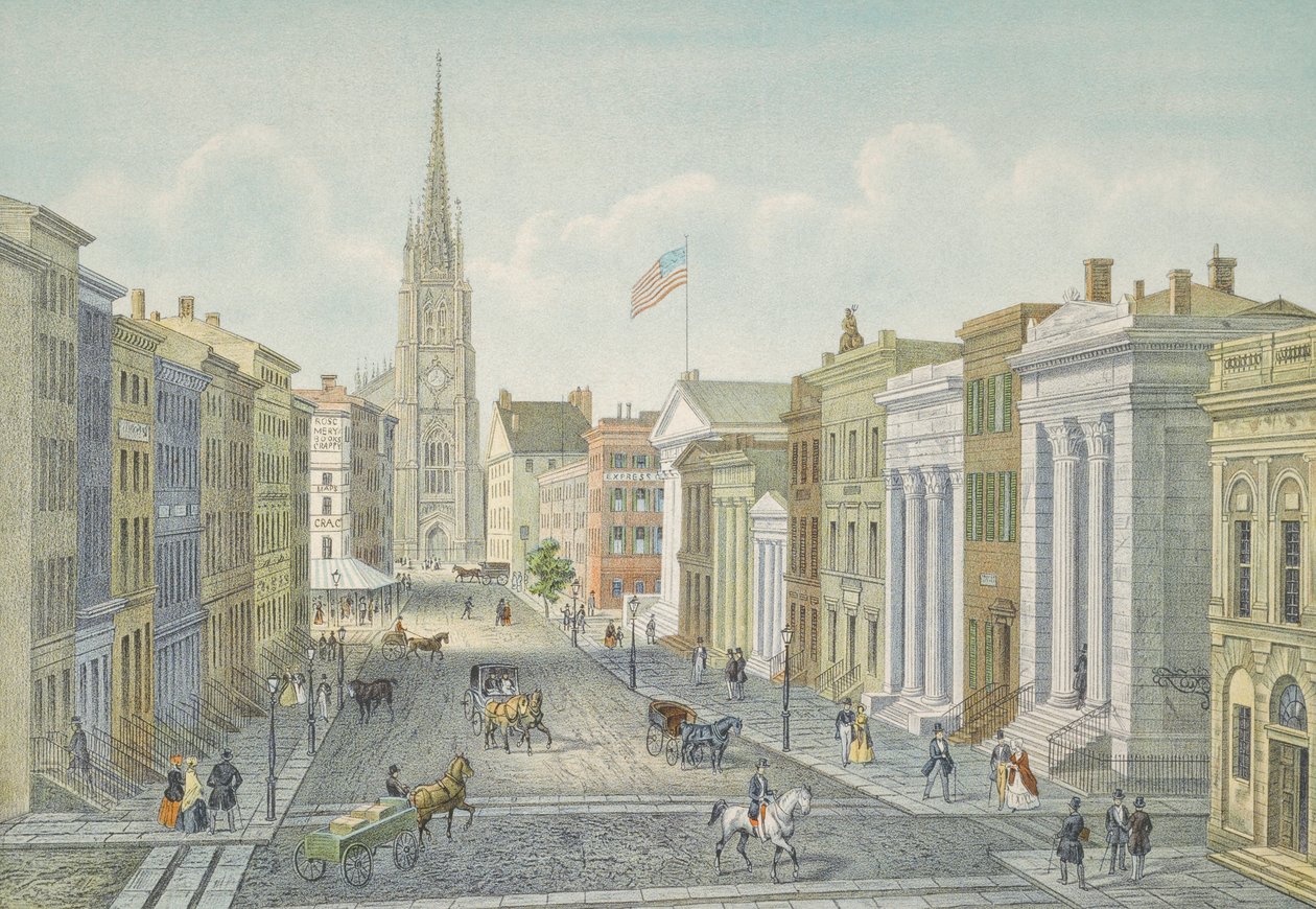 Wall Street, New York im Jahr 1847 von Isodore Laurent Deroy