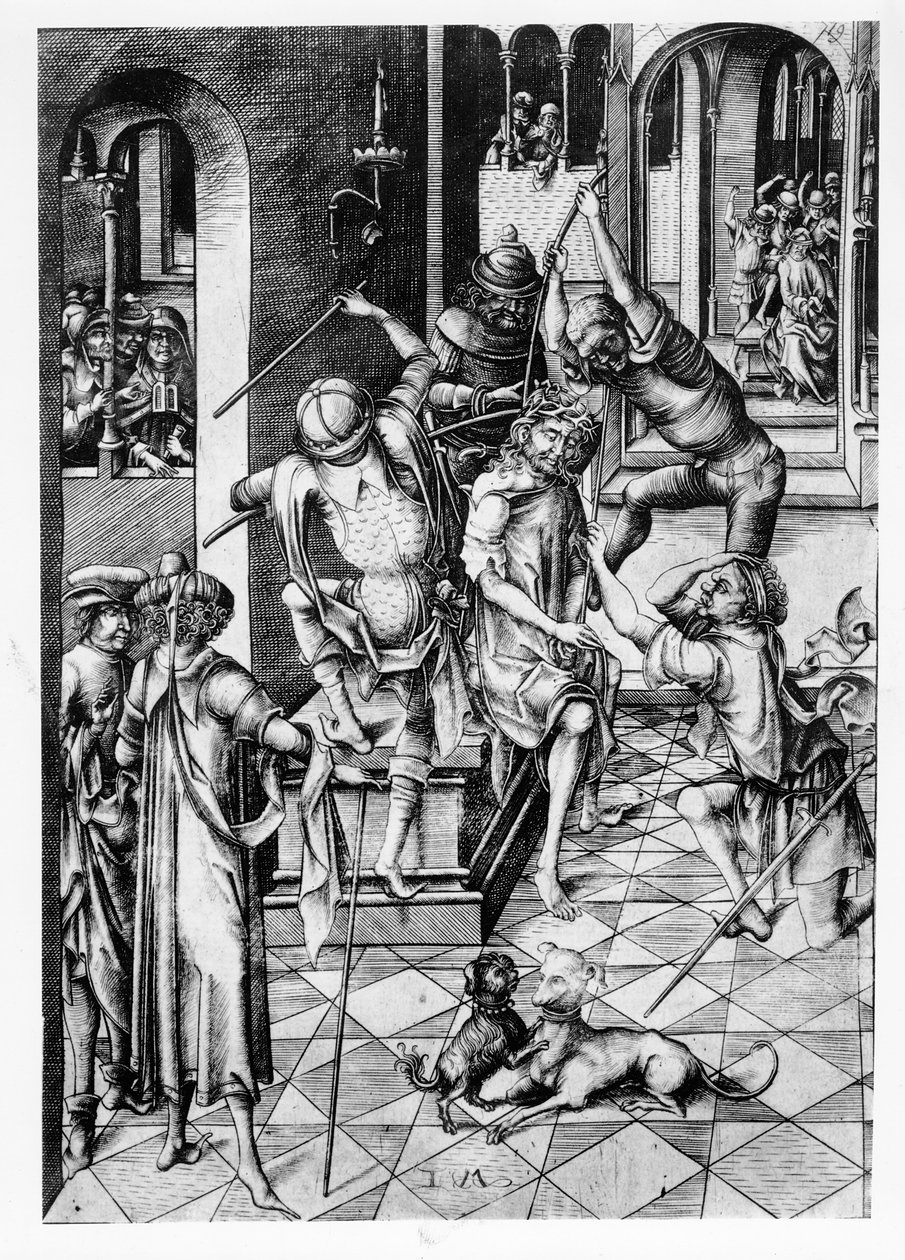 Christus mit Dornenkrone, ca. 1480 von Israhel van Meckenem the younger