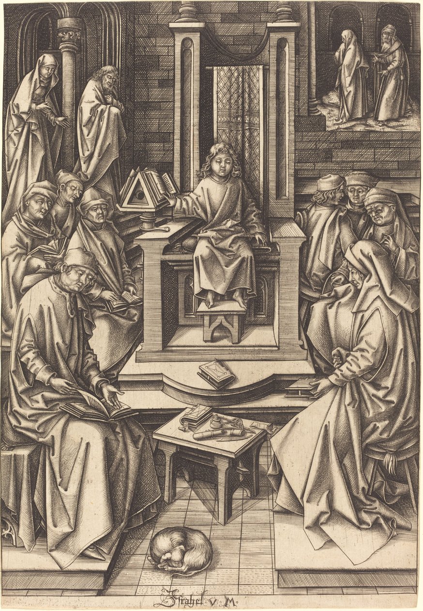 Christus unter den Schriftgelehrten, ca. 1490-1500 von Israhel van Meckenem