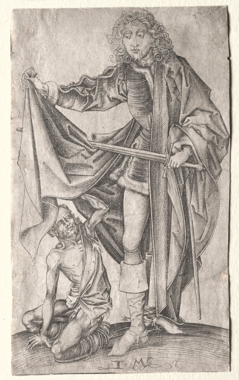 St. Martin teilt seinen Mantel mit einem Bettler von Israhel van Meckenem