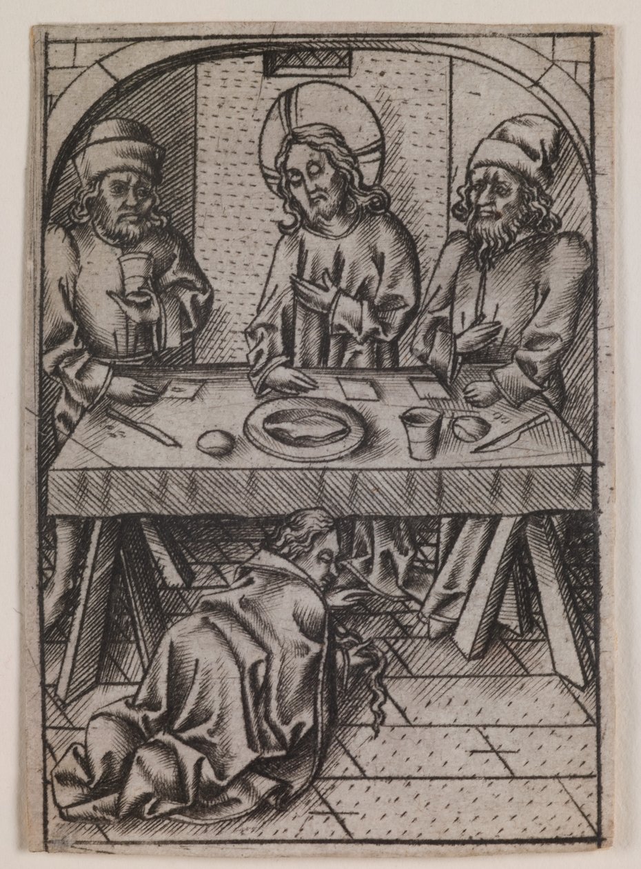 Maria Magdalena wäscht Christus die Füße, um 1500 von Israhel van the younger Meckenem