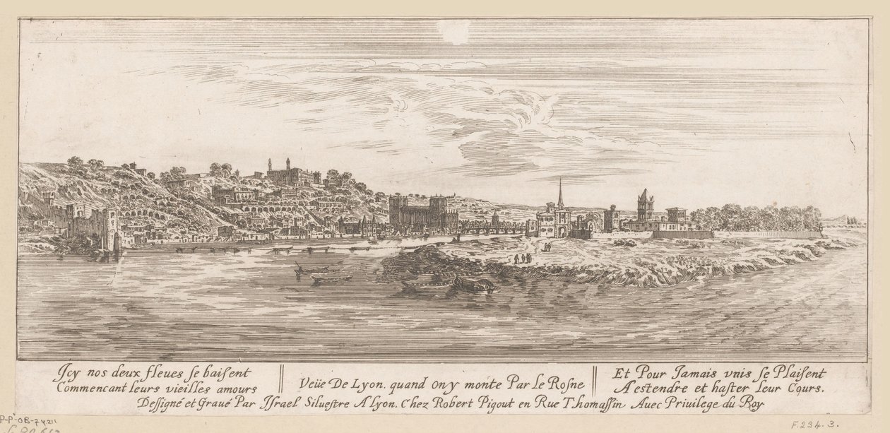 Ansicht von Lyon vom Rhein aus von Israël Silvestre