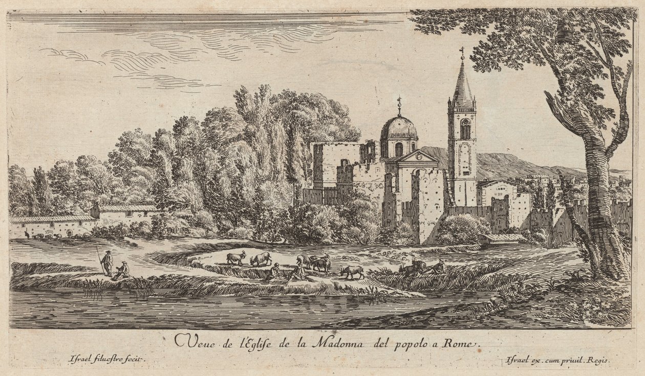 Ansicht der Kirche Madonna del Popolo in Rom von Israël Silvestre