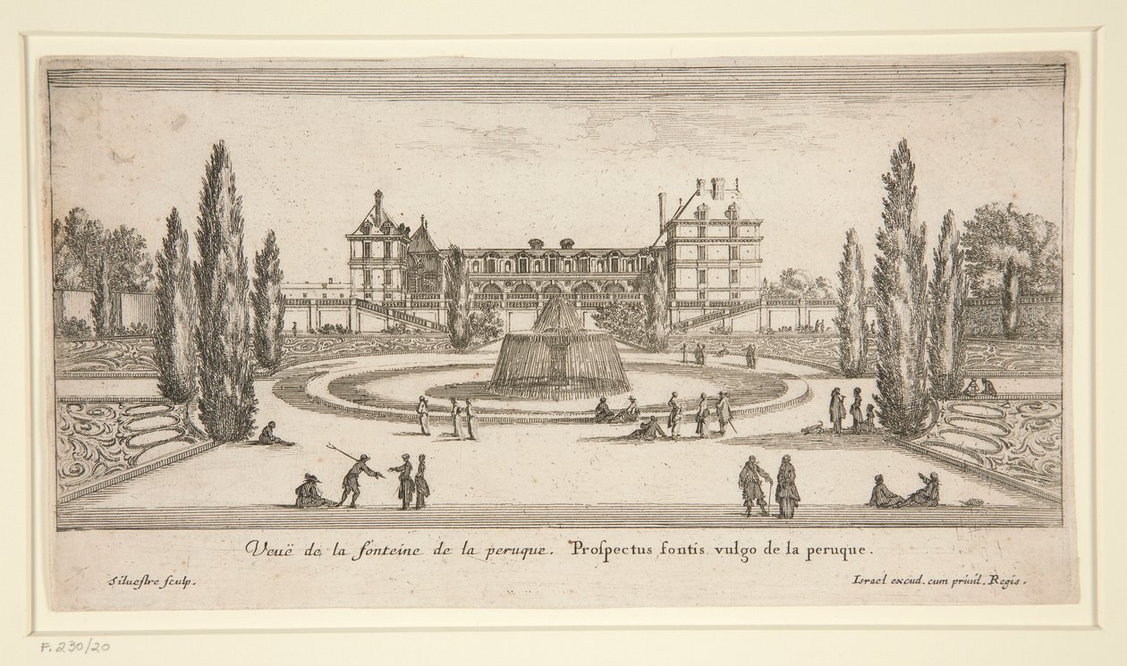 Ansicht von Schloss Liencourt: Ein Hof mit einem Brunnen von Israël Silvestre