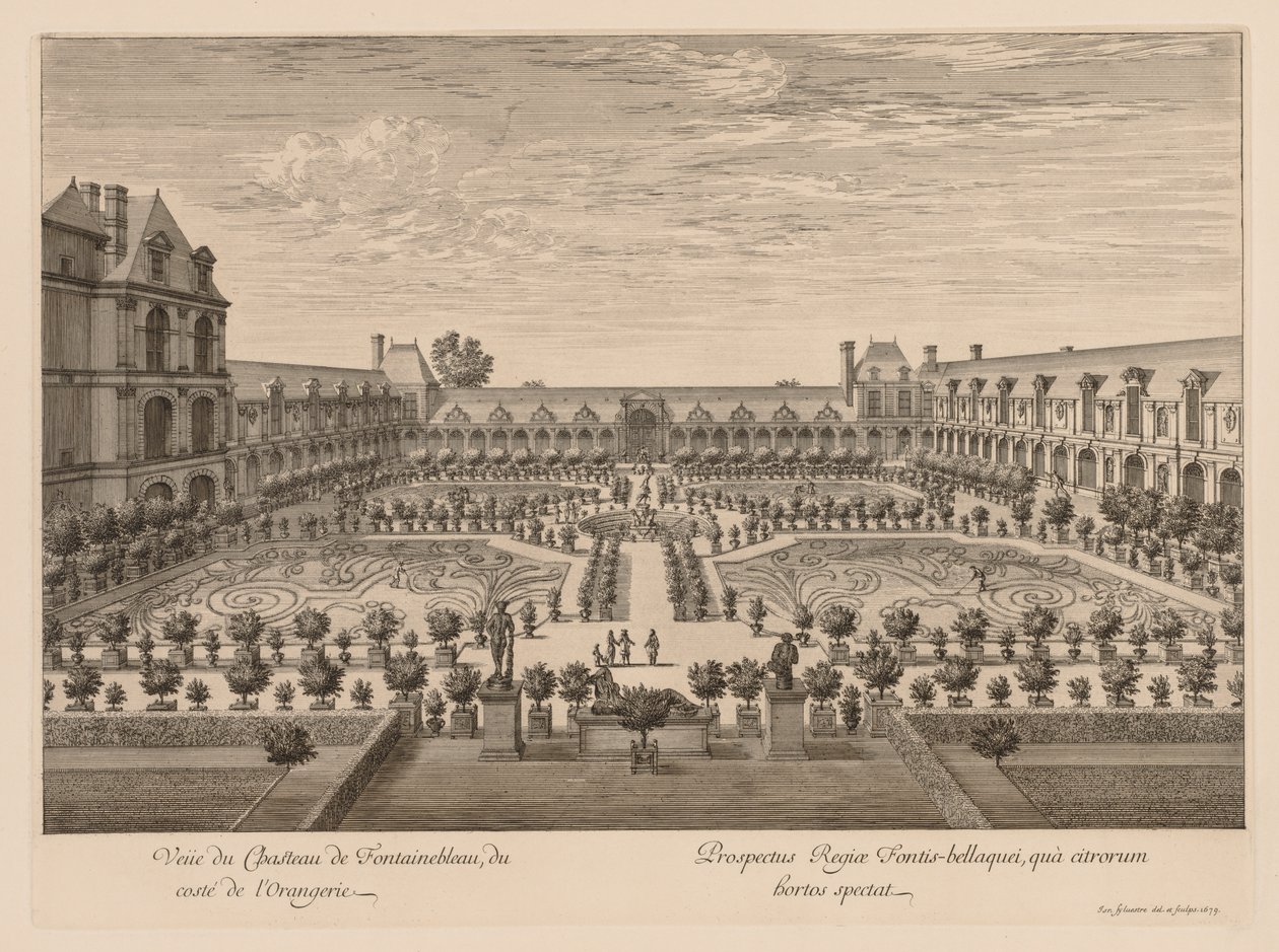 Ansicht des Schlosses Fontainebleau von der Orangerie-Seite von Israël Silvestre