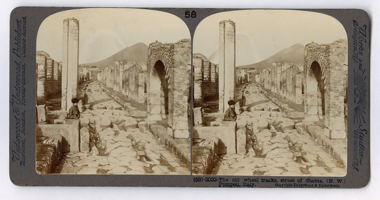 Alte Radspuren auf der Stabian-Straße, Pompeji, aus The Underwood Travel Library, 1895 von Italian Photographer