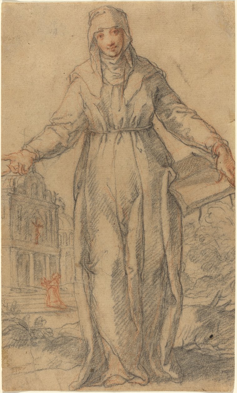 Heilige Frau (Heilige Klara von Assisi oder Heilige Katharina von Siena?) von Italian 17th Century