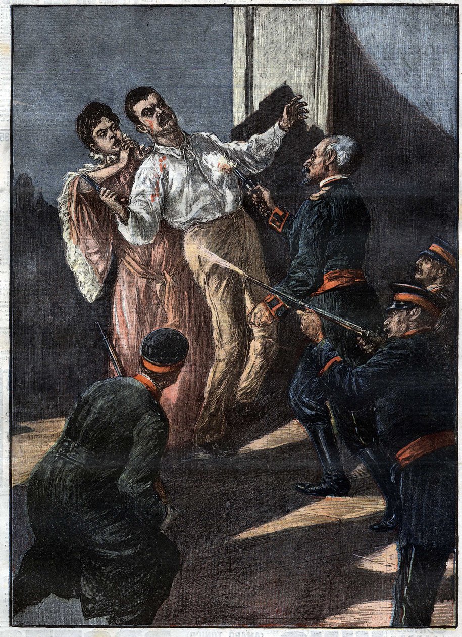 Ermordung des Königs und der Königin von Serbien (König Alexander Obrenovich und Königin Draga Masshin Opfer einer Karageorgevich-Verschwörung) Juni 1903. "La Tribuna Illustrata" von Juni 1903. von Italian School