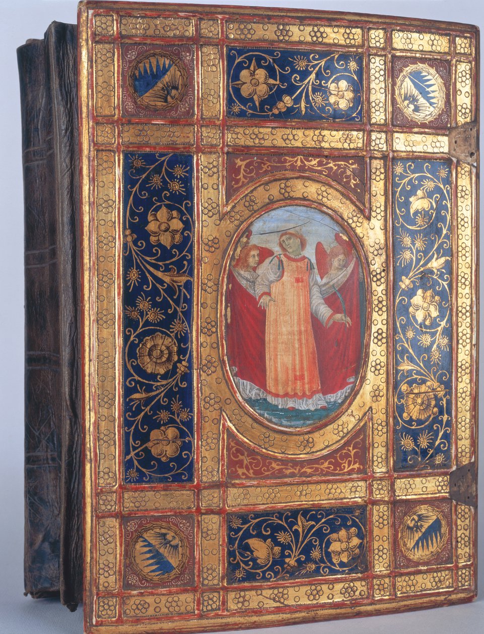Umschlag eines italienischen Manuskripts mit dem Hl. Laurentius von Italian School