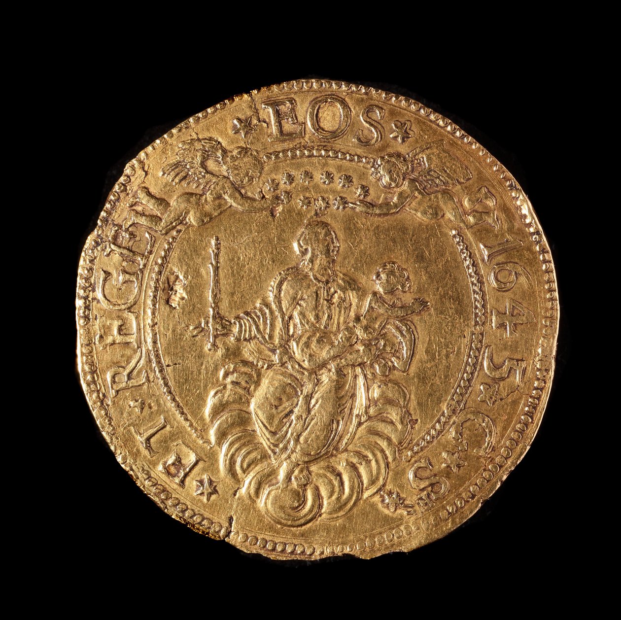 Währung der Republik Genua: 20 Gold-Doppie. Durchmesser 58 mm. 1645. Rückseite. Genua Musei di Strada Nuova von Italian School