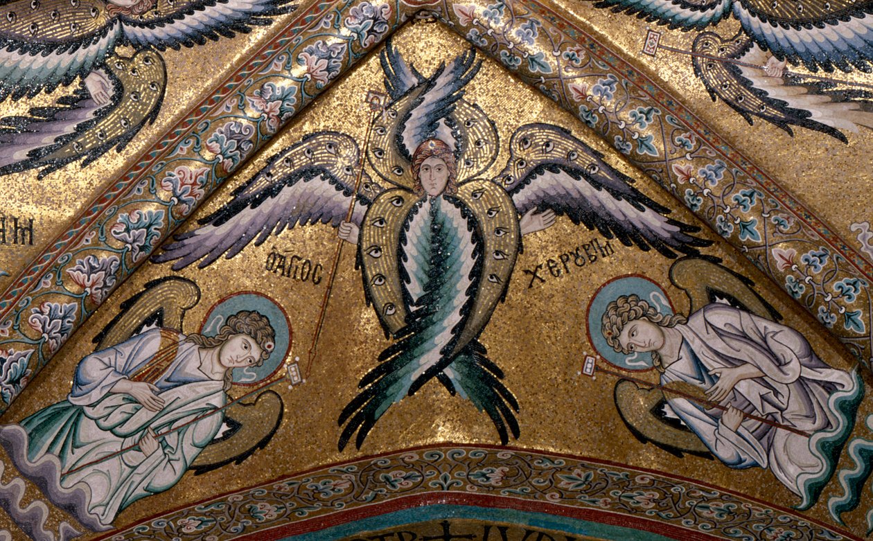 Detail eines Engels aus dem Gewölbe der Apsis (Mosaik) von Italian School