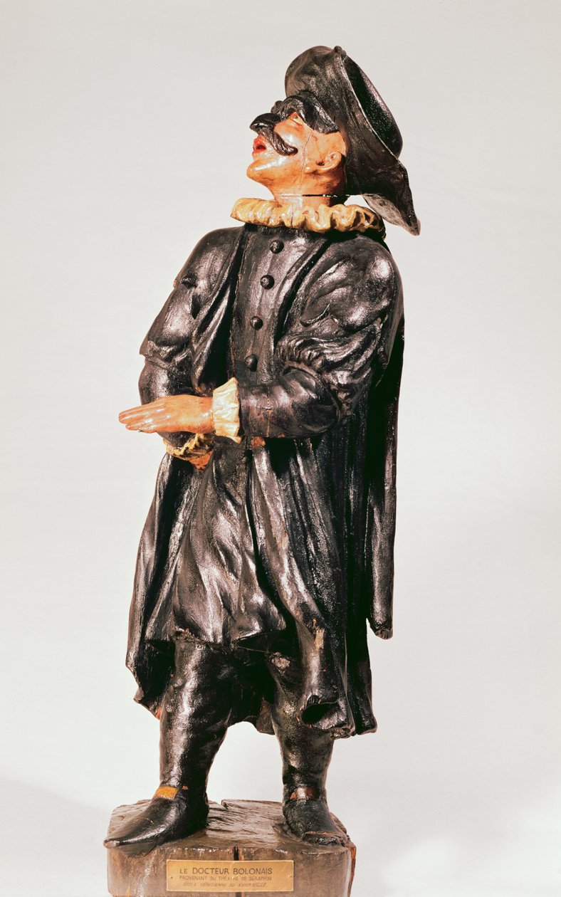 Doktor Balanzone, aus dem Seraphin-Theater (polychromes Holz) von Italian School