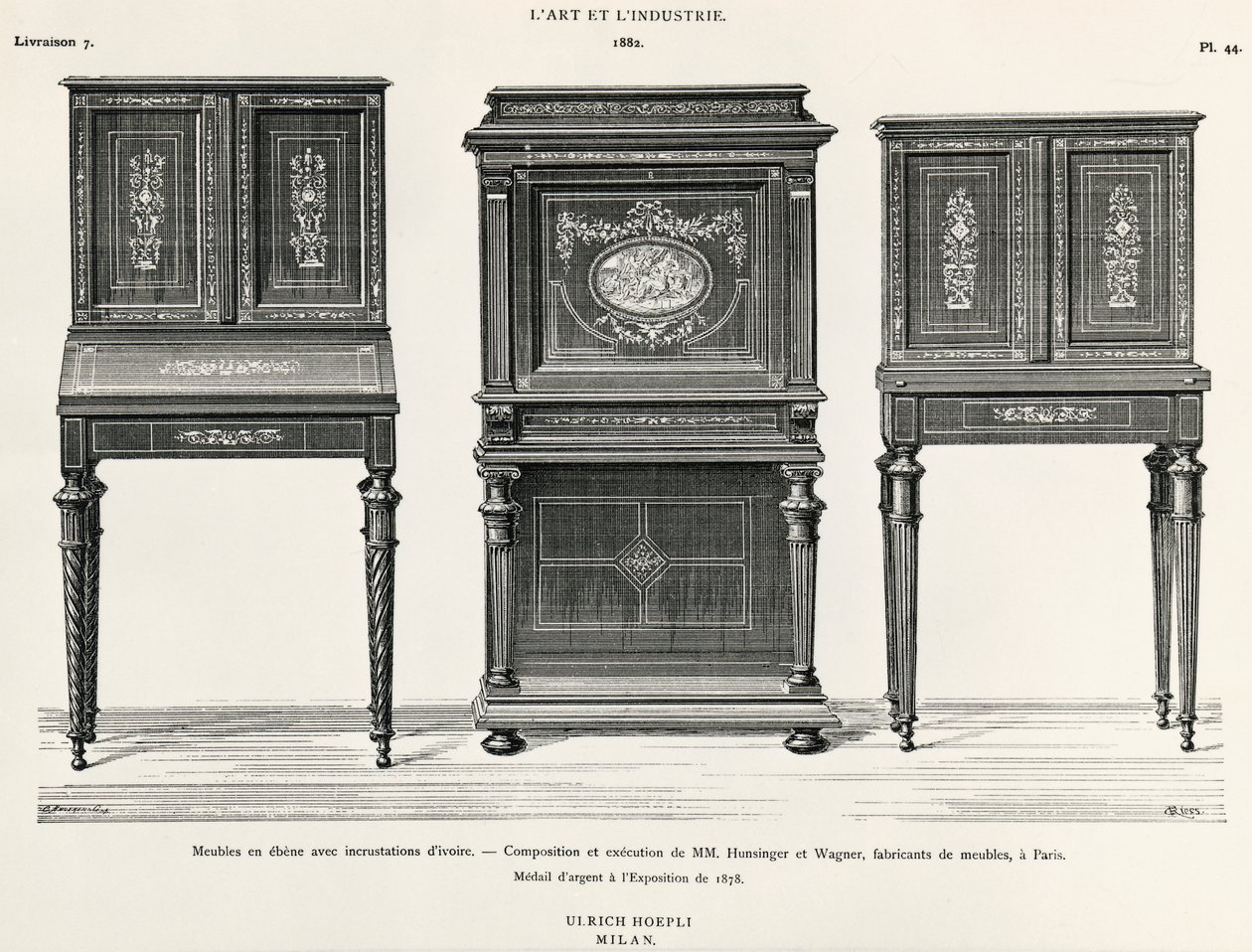 Ebenholzmöbel von Hunsinger und Wagner, Paris, Illustration aus L