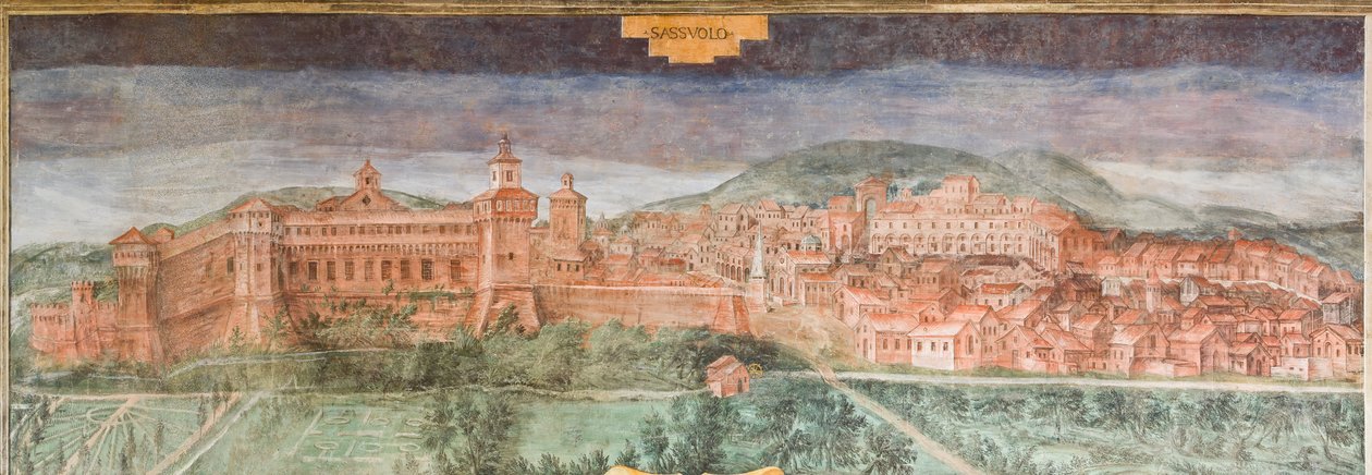 Fiorano Modenese, Spezzano Schloss, Saal der Ansichten: Ansicht von Sassuolo von Italian School